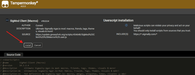 Install tampermonkey