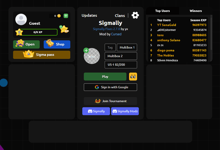 Sigmally main menu