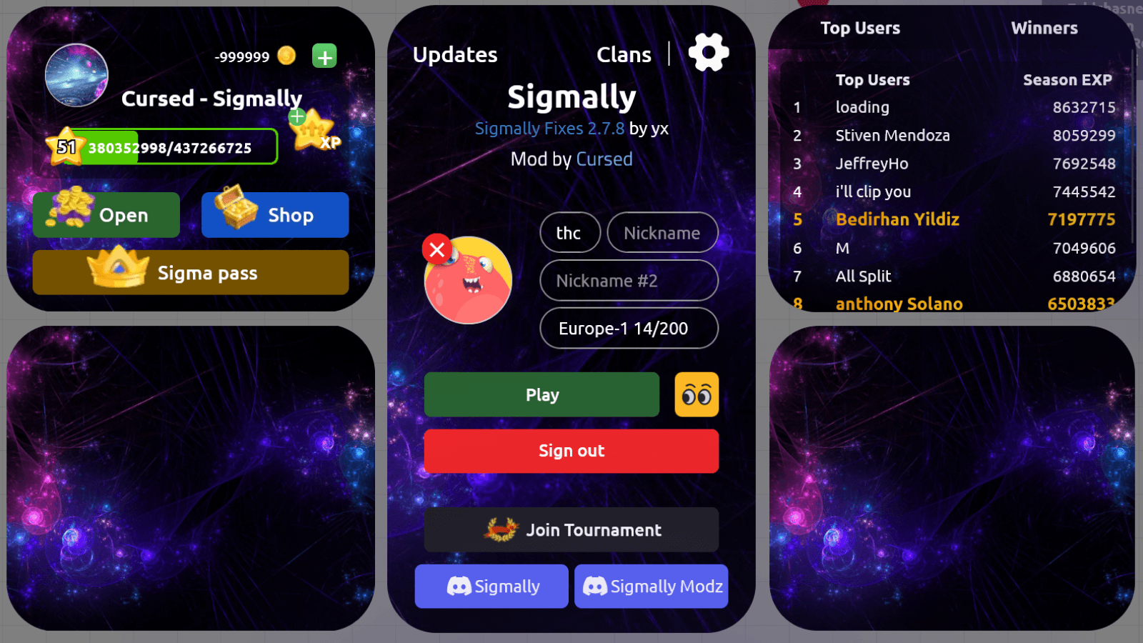 Game menu