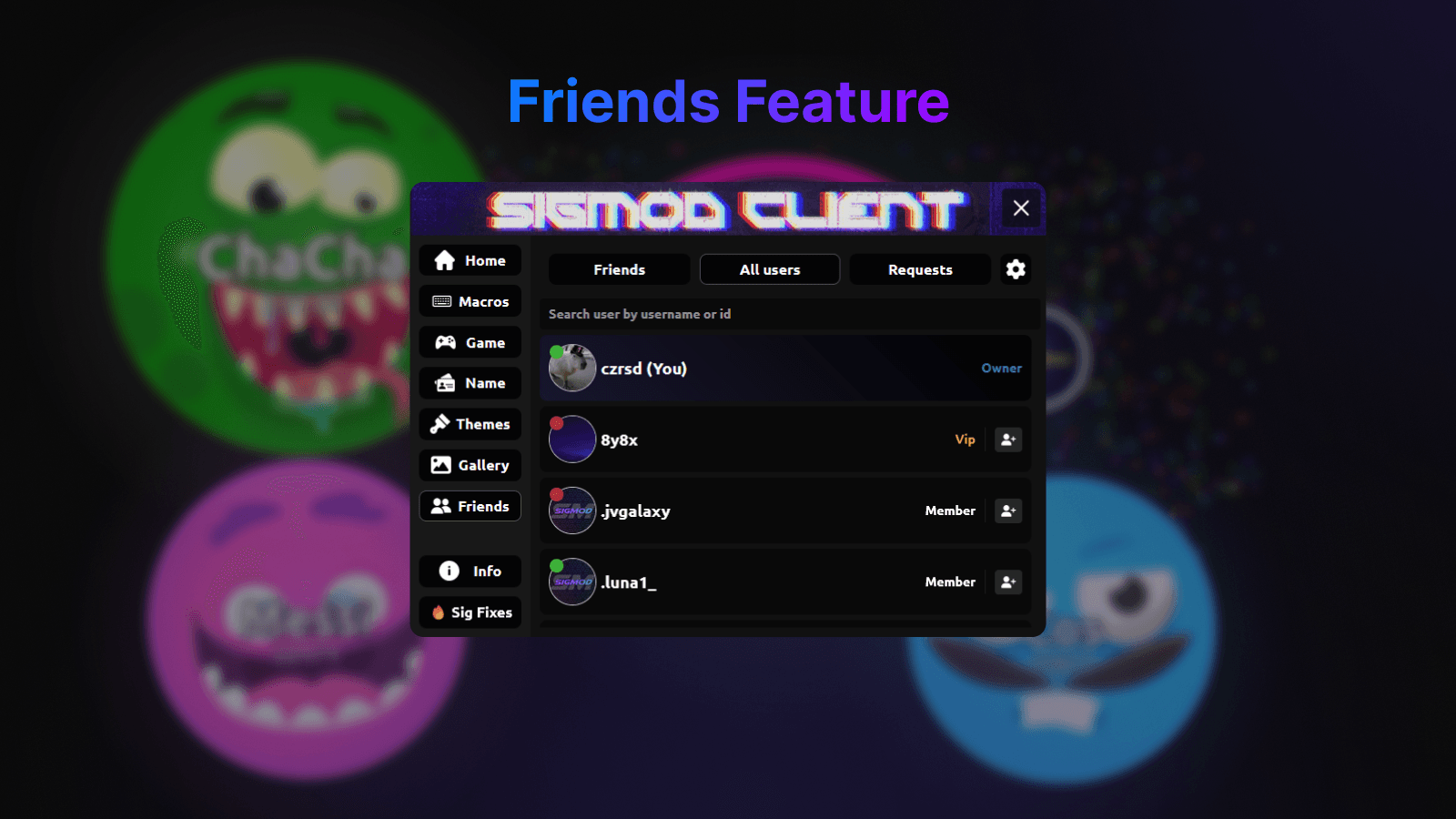 Friends tab