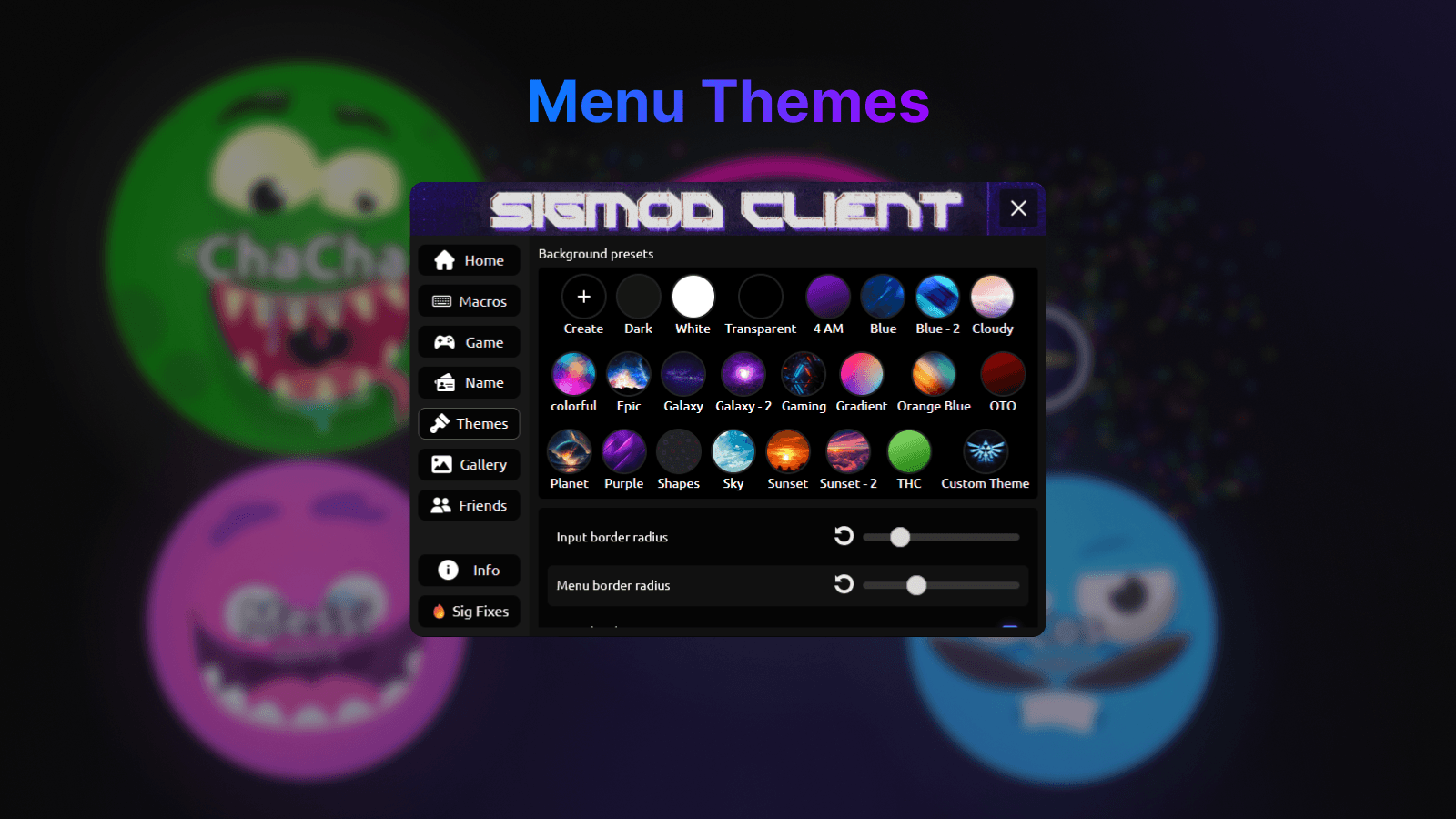 Sigmod/themes tab